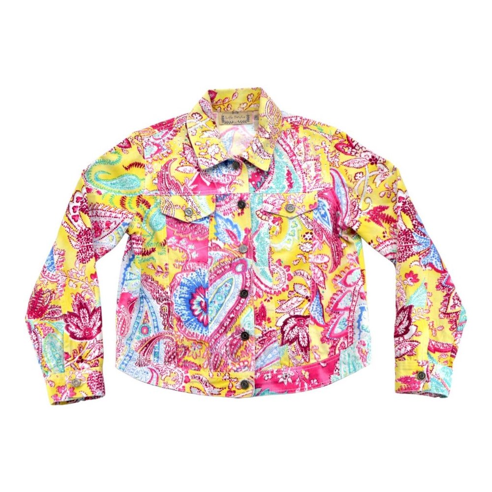 VTG Life Style Jacket Size S Tropical 100% Cotton‎ Multicolor